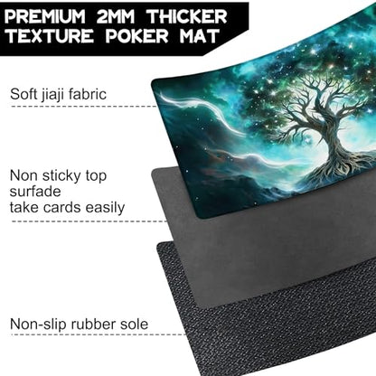 Playmat for MTG Green Vitality Magic Play Mat 24x14 Inch Card Game Mat for Magic The Gathering TCG PTCG Playmat with Free Storage Bags Non-Slip Backing and Stitched Edge - color: Green Vitality No With Zones