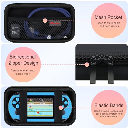 Elonbo Carrying Case for TaddToy/WELLST·G/Beijue/FAMILY POCKET/CCTU/X- JOYKIDS/GREENCREEK/Beico/KAVOYI/GuaiyeyeAP/TEBIYOU Handheld Game Console, Portable Electronic Gaming Player Bag, Black - color: Black