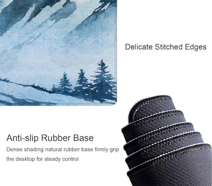 Watercolor Winter Mountains Landscape Desk Mat, Extended Big Mouse Mat for Home and Office, Large Gaming Mousepad Laptop Keyboard Mat with Non-Slip Rubber Base, Stitched Edges (31.50"x11.8"x0.12") - color: Watercolor Winter Mountains Landscape