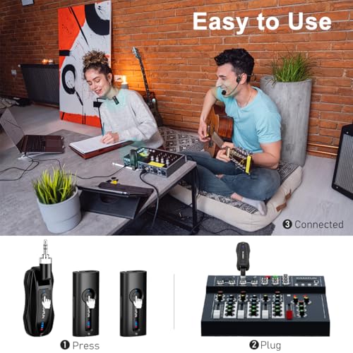 KIMAFUN Wireless Lavalier Microphone System, Wireless 2.4GHz Lapel Mics Handheld Mic 2 in 1 for Teaching, Teachers, Speech, Tour Guiding, Speaker, Amplifier, PA System, Broadcast, KM-G70(2TX1RX) - size: 2TX+1RX