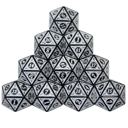 SmartDealsPro 10-Pack Retro 26mm Large 20 Sided Dice D20 Polyhedral Dice for DND RPG MTG Table Game(Retro White) - color: Retro White