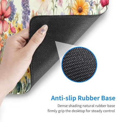 Flower Mouse Pad XL Large Mousepad Non Slip Rubber Base Desk Mat for Laptop Computer Gaming 31.5" X 12" - color: Flower