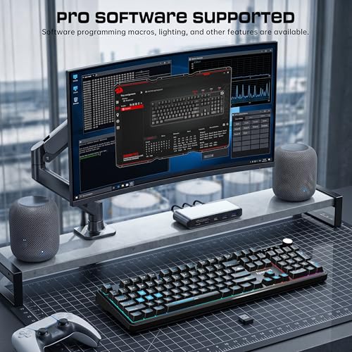 Redragon RM104 Wireless Gaming Keyboard with Knob, Tri-Mode BT/2.4G/USB-C RGB Computer Keyboards, 4000mAh Battery, Programmable Software Support, Anti-Ghosting, Compatible with PC Mac - Black & Blue - color: Black & Blue