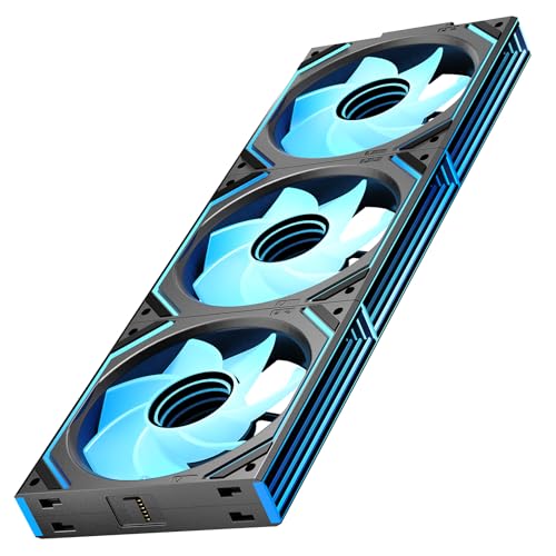 Interstellar V2 120mm PC Reverse Blade Case Fan Infinity Mirror Module Daisy-Chain ARGB Fan Triple Pack with Controller Suitable for Computer Case & 360mm AIO Cooler(Black-3pack) - color: V2 Black Reverse-3Pack