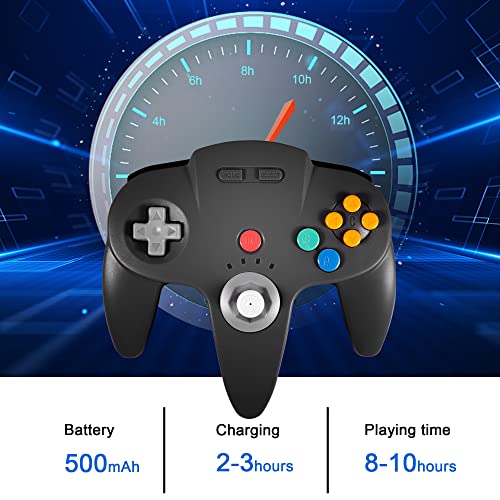 KIWITATA Wireless N64 Controller for Switch Games, 2.4GHZ Wireless N64 Remote Game Pad Joystick Controller Compatible with N64 Console, Switch/Switch Lite/Switch OLED, MAC, PC Windows 7,8,10,11 Black - color: black