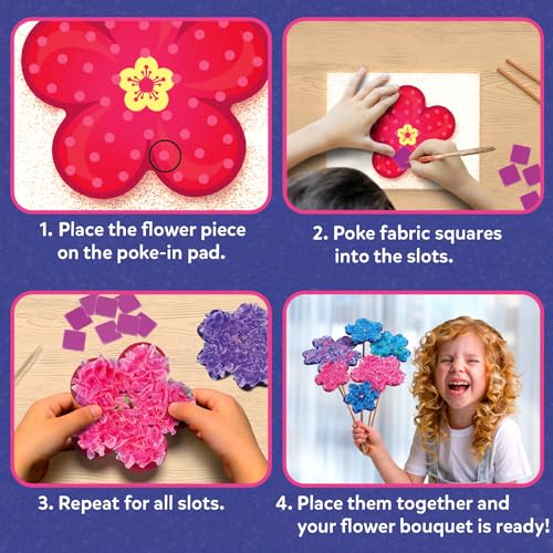 Skillmatics Poke-in Art – Flower Bouquet, Mess-Free Wood Craft Kit | Colorful Creative Play for Girls and Boys Ages 4, 5, 6, 7, 8, 9, Fine Motor Skills, Screen-Free Fun, Personalized DIY Gifts - style: 2. Flower Bouquet