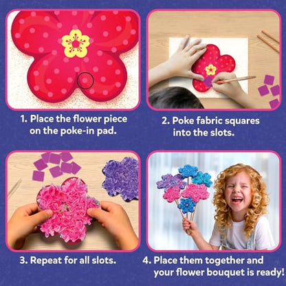 Skillmatics Poke-in Art – Flower Bouquet, Mess-Free Wood Craft Kit | Colorful Creative Play for Girls and Boys Ages 4, 5, 6, 7, 8, 9, Fine Motor Skills, Screen-Free Fun, Personalized DIY Gifts - style: 2. Flower Bouquet