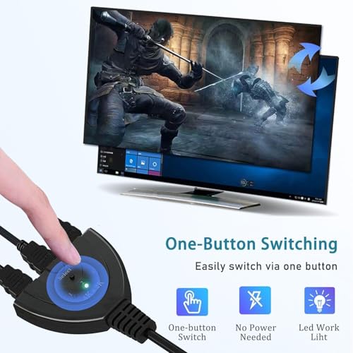 HDTV Switch 3 in 1 Out,HDTV Splitter Supports Full HD 1080P@60HZ/4K@30HZ，Compatible with Roku Fire TV Stick,PS4/PS5 Xbox One Chromecast