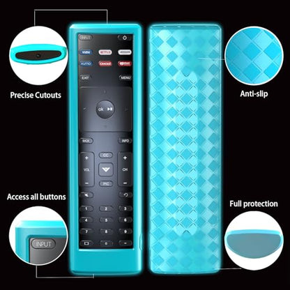 2PACK Case Cover for VIZIO XRT136 / XRT140 Smart TV Remote Control Silicone Skin Sleeve with Lanyard Glow in The Dark Purple Blue - color: Purple and Blue