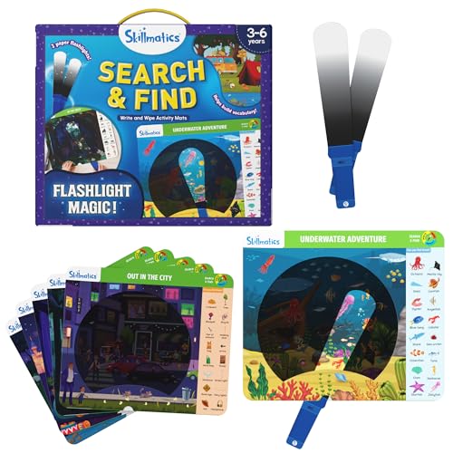 Skillmatics Preschool Learning Activity – Search and Find, Flashlight Magic | Educational Game for Kids, Toddlers Who Love Toys, Art & Craft Activities, Screen-Free, Gift for Girls and Boys Ages 3-6 - style: Search & Find Flashlight Magic