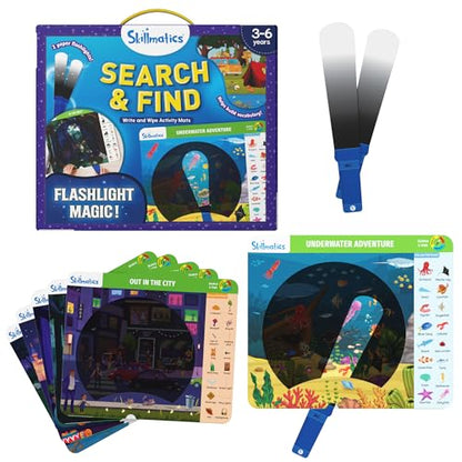Skillmatics Preschool Learning Activity – Search and Find, Flashlight Magic | Educational Game for Kids, Toddlers Who Love Toys, Art & Craft Activities, Screen-Free, Gift for Girls and Boys Ages 3-6 - style: Search & Find Flashlight Magic