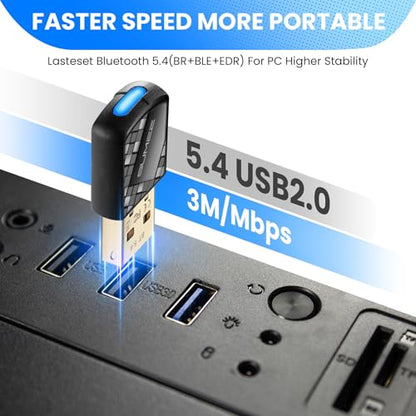 Bluetooth 5.4 USB Adapter for PC - Wireless Dongle Transmitter/Receiver, Plug & Play for Windows 11/10/7, Supports Keyboard/Mouse/Headphones/Speakers/Game Controller (BR+EDR+BLE Dual Mode) - style: BT5.4
