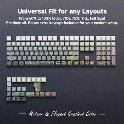 133 Aesthetic Topographic PBT Keycaps, No Tearing, Never Fade & Non-Slip, Modern RGB Backlit Gray-to-Black Gradient Keycaps for Mechanical Keyboard - Ergonomic (Doubleshot, Fit for All MX Layout) - color: Gray Black Gradient
