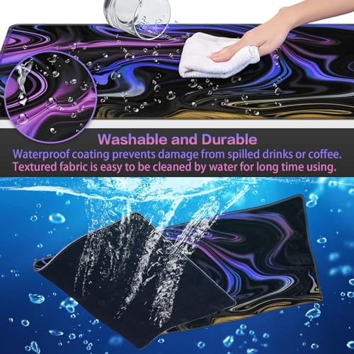 Canjoy Gaming Mouse Pad, Fluid Pattern Mouse Pad 31.5x15.7inch Large Extended Computer Mouse Mat Keyboard Full Desk Mousepad for Gaming, Office, Home - color: Blue-purple Fluid, size: 800*400mm