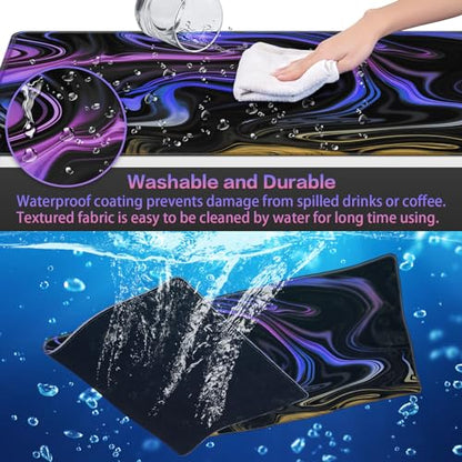 Canjoy Gaming Mouse Pad, Fluid Pattern Mouse Pad 31.5x15.7inch Large Extended Computer Mouse Mat Keyboard Full Desk Mousepad for Gaming, Office, Home - color: Blue-purple Fluid, size: 800*400mm