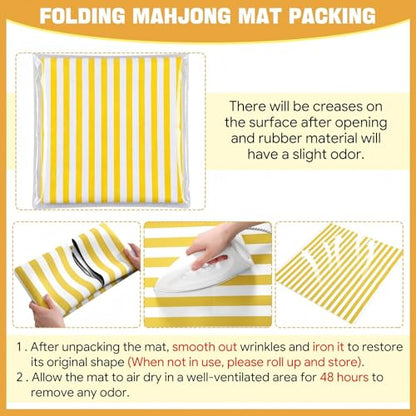 Drydiet Mahjong Mat for Table 31.5 x 31.5 Inch American Mahjong Mat with Carrying Bag, Non-Slip Noise Reduction Table Item for Family Poker Domino Board Game Night & Party Use(Yellow Striped) - style: Yellow Striped