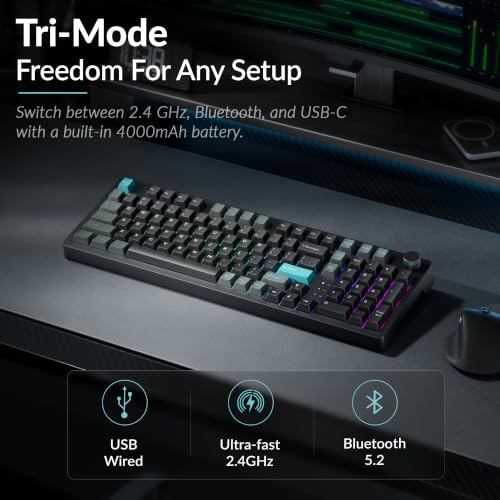 Keychron J3 HE Wireless Hall Effect Magnetic Switch Keyboard, 96% Layout with Numpad & Knob, Rapid Trigger, 1000Hz Polling Rate, Web Customizable RGB Keyboard for Mac Windows Linux