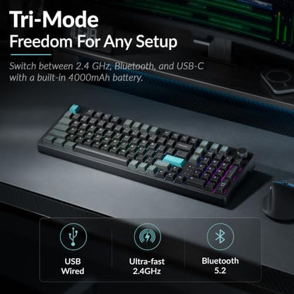 Keychron J3 HE Wireless Hall Effect Magnetic Switch Keyboard, 96% Layout with Numpad & Knob, Rapid Trigger, 1000Hz Polling Rate, Web Customizable RGB Keyboard for Mac Windows Linux