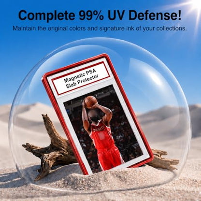 PSA Slab Case with 9-Point Secure Lock, Aluminum Alloy Graded Card Case, Magnetic UV Protection Slab Protector Fits 35PT PSA, CGC, CSG Cards, Professional Display Frame for Sports Cards (red) - color: red
