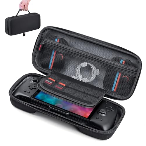 iofeiwak Carrying Case for Switch Controllers / Enhanced Grip / Wider-Sized Switch Accessories - 20 Game Slots / Hard Shell / Large Capacity