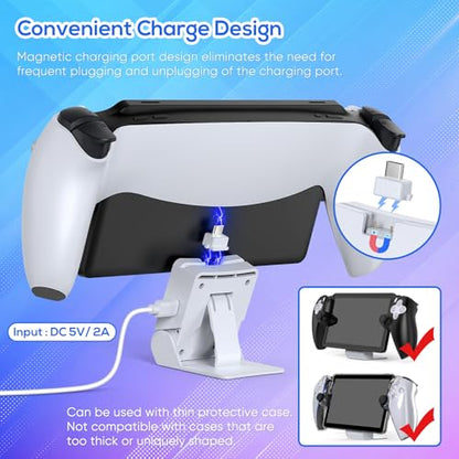 Magnetic Portable Charging Stand for PlayStation Portal, Case-Friendly Charging Dock Station for PS Portal with USB-C Cable, Folding Charger for PS5 Portal Handheld PS Remote Player Accessories
