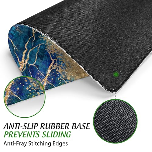 Mouse Pad Blue Liquid Marble Square Mousepad Desk Mat with Non Slip Rubber Base, Stitched Edge Mouse Mat Desk Pad for Work Game Office, 9.5x8 Inches - color: Blue Liquid Marble