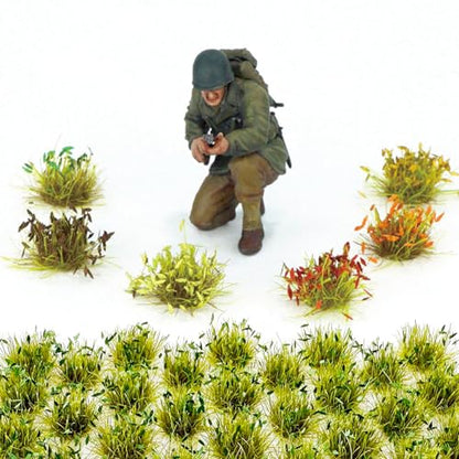 Cayway Miniature Grass Cluster, Static Grass Tuft Model Vegetation Groups for DIY Model Train Landscape Railroad Scenery Grass Tufts Flower (Yellow and Green) - color: Yellow and Green