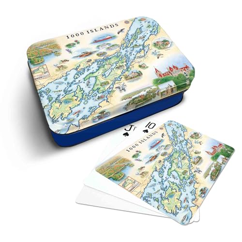 Xplorer Maps 1000 Island Map Standard 52-Deck Playing Cards - Official Vegas Poker Size - color: 1000 Island