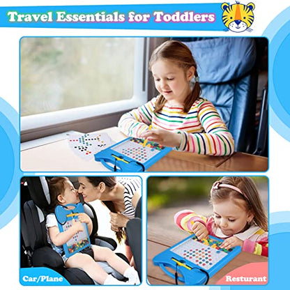 Magnetic Letters and Numbers Set for Toddlers - Magnet Drawing Doodle Board with Beads and 2 Pens, Magnetic Dot Art, Preschool Learning ABC Math for 3 4 5 Years Old Girls Boys - color: Blue