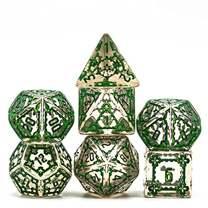 cusdie 7 Pcs 25mm Giant DND Dice, Polyhedral Dice Set, D&D Dice for Pathfinder RPG(Transparent Green) - color: Transparent Green