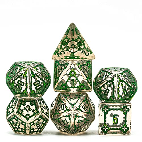 cusdie 7 Pcs 25mm Giant DND Dice, Polyhedral Dice Set, D&D Dice for Pathfinder RPG(Transparent Green) - color: Transparent Green