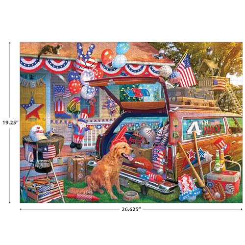 RoseArt Kodak Premium 4th of July Yard 1000 Piece Jigsaw Puzzle for Adults | 19.25" x 26.625" Finished Size, Fully Interlocking Pieces, Bonus Poster Included - style: Yard