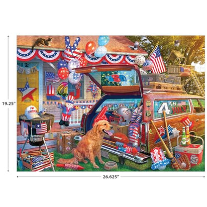 RoseArt Kodak Premium 4th of July Yard 1000 Piece Jigsaw Puzzle for Adults | 19.25" x 26.625" Finished Size, Fully Interlocking Pieces, Bonus Poster Included - style: Yard