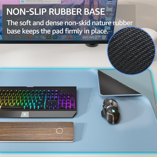 KTRIO Large Gaming Mouse Pad, Desk Mat, 31.5 x 15.7 in, Ice Blue, XXL | Smooth Micro-Weave Surface, Artistic Pattern Design, Non-Slip Rubber Base, Durable Stitched Edges, Office & Home Use - color: Ice Blue, size: 31.5l X 15.7w Inches
