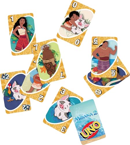 Mattel Games UNO Disney Moana 2 Card Game for Kids, Adults & Family with Deck & Special Rule Inspired by the Movie - style: UNO Moana