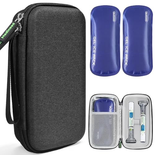 Portable Insulated Cooler Travel Case Fits 2 Zepbound Injector Pens, Tirzepatide Travel Case TSA Approved with 2PCS Reusable Ice Packs, EVA Medicine Organizer for Daily Use (Black,Big) - color: Black-Big