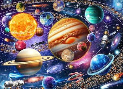 Puzzles for Adults 1000 Pieces, Solar System Space Jigsaw with Poster Letter on Back, Unique Pieces Fit Well No Dust (27.5"x19.6") - color: Space