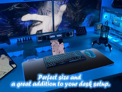 JMIYAV White RGB Gaming Mouse Pad 31.5x12 Inch PC XL Large Extended Glowing Led Light Up Desk Pad Non-Slip Rubber Base Computer Cute Mousepad Mat Desk Accessories Gaming Setup 83-HB - color: Black-to-white gradient