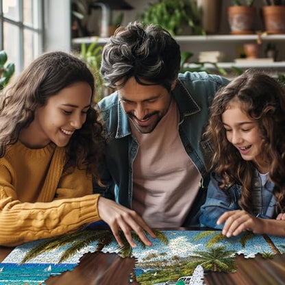 White Mountain 1000 Piece Jigsaw Puzzle Scenic Summer, Beach Adventure | Large Pieces, Gift for Adults and Family, 24"x30" in, Ocean