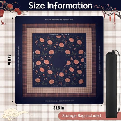 Drydiet Mahjong Mat for Table 31.5 x 31.5 Inch American Mahjong Mat with Carrying Bag, Non-Slip Noise Reduction Table Item for Family Poker Domino Board Game Night & Party Use(Midnight Garden) - style: Midnight Garden