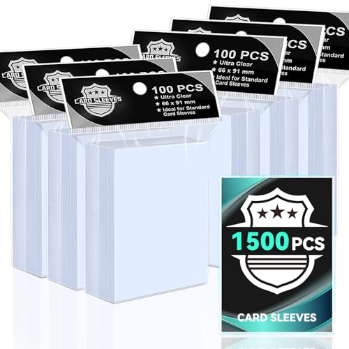 1500PS Clear Card Sleeves for Standard Trading Cards,Penny Trading Card Sleeves,Plastic Card Protector for Baseball,MTG,Football,Sports Cards 2.5"*3.5" 66x91mm - color: Clear 1500p