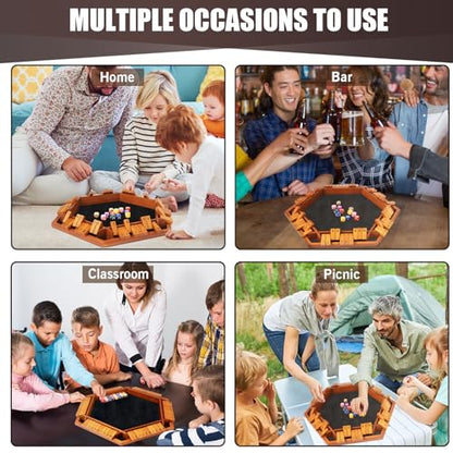 Toidgy 1-6 Players Shut The Box Dice Games, Wooden Board Table Math Game with 16 Dice and Instructions, Classics Close The Box Board Game for Adults Kids, Family Classroom Home or Bar
