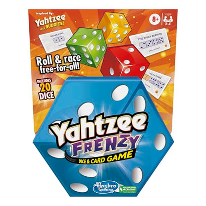 Hasbro Gaming Yahtzee Frenzy Dice & Card Game, Fast-Paced Dice Game, Card Games for Families and Kids, Easy to Learn Family Games, for 2 to 4 Players, Ages 8 and Up