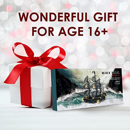 Piececool 3D Metal Puzzles for Adults, Black Pearl Pirate Ship Model Kits with DIY Tools, Watercraft Metal Model Building Kit for Birthday Christmas Gifts - color: Black Pearl&Tools