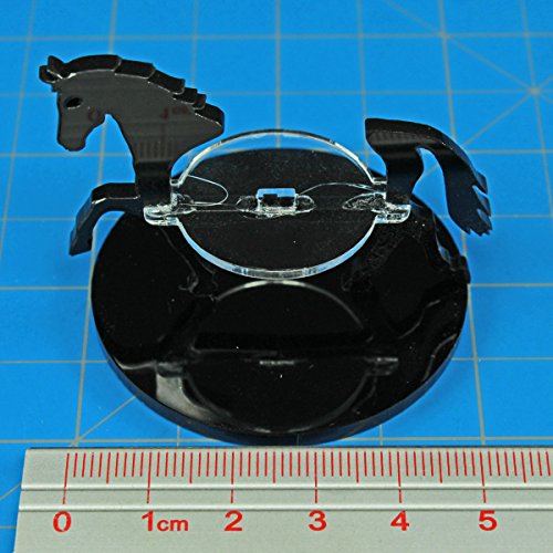 LITKO Horse Mount | Compatible with D&D & Pathfinder | 50mm Round | Black | Turns a 30mm (1.25-inch) hero into a saddled rider | 2-inch base | Includes steed + clear acrylic base | Glue assembly - color: Black, style: 50mm Circular Base