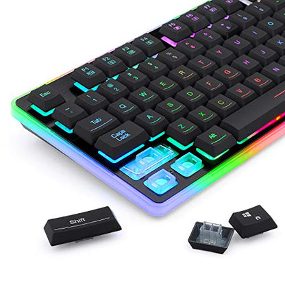 Redragon K509-RGB PC Gaming Keyboard 104 Key Quiet Low Profile RGB Keyboard Backlit Dyaus Pro Mechanical Feel Keyboard for Windows PC (with Edge Side Light Illumination)