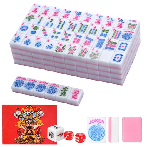 1.2-inch Premium Pink American Mahjong Tile Set. Made of Durable and Sturdy Melamine. Perfect for Multiplayer Games, on-the-go Gaming, and Playing with Family and Friends.（Pink） - color: Pink