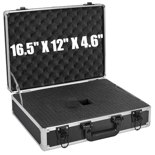 17 Inch Hard Shell Carrying Case | Ideal for Wireless Mic System Storage & Camera Gear Transportation with Customizable Pre-Diced DIY Foam - size: Inner：16.5''X 12''X 4.6''