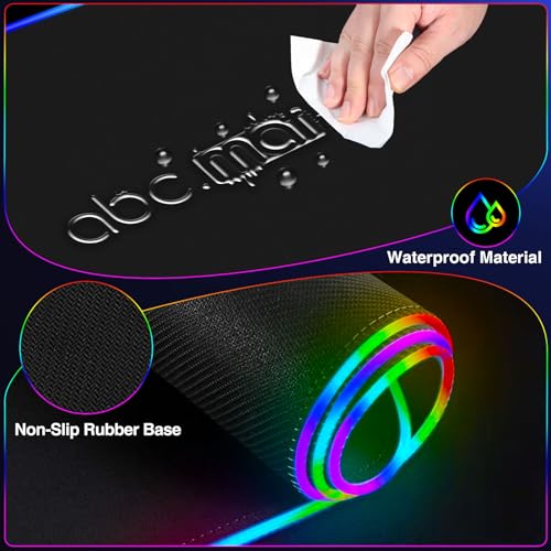 XL RGB Gaming Mousepad, 25 Lighting Effects, 15W Fast Charging, Phone Stand | 31.5"x11.8" Extended Keyboard Mat Pad with Stitched Edges, Ultra-Smooth Waterproof Surface, Non-Slip Base - color: RGB-Magnetic Stand-31.5"x11.8"-Right