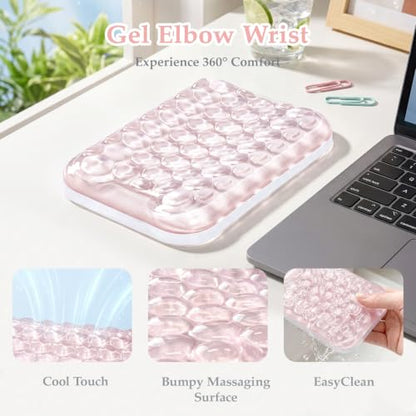 Ospelelf Gel Elbow Rest Pad for Desk, Arm Wrist Rest Pad Support for Keyboard and Mouse, Ergonomic Computer Wrist Support for Typing Pain Relief, Pink - style: Light Pink